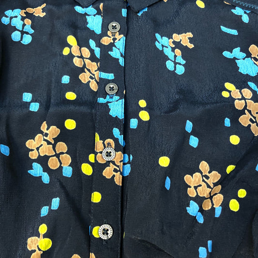 Long Sleeve Shirt Women's Size UK6 Floral Print Black Viscose Top