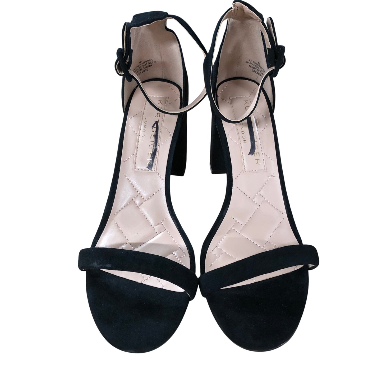 Kurt Geiger London Black Suede Block Heel Sandals Size 7 UK Women's Footwear