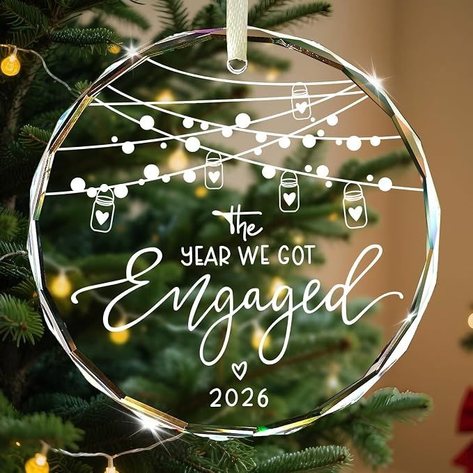 Glass Engagement Christmas Ornament 2026 Keepsake