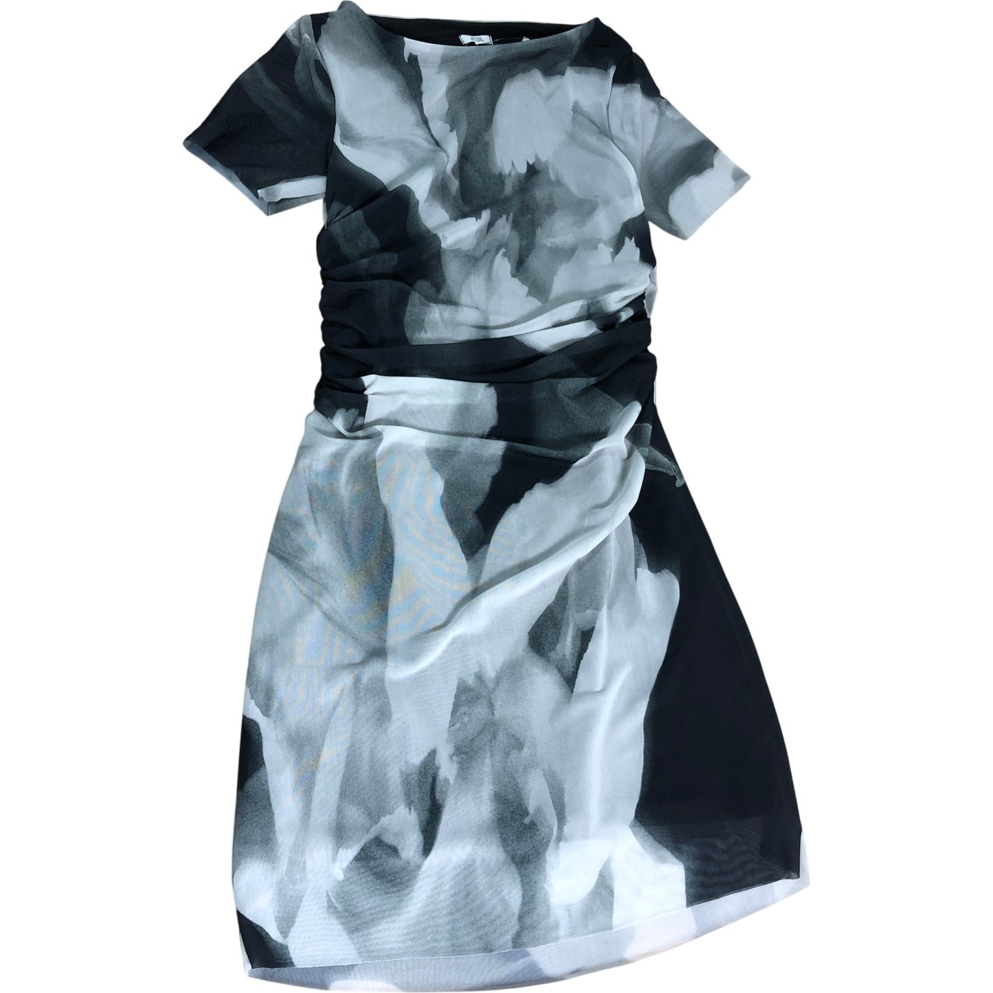 River Island Girls Dress UK9-10 Years Black White Floral Jersey Short Sleeve