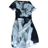 River Island Girls Dress UK9-10 Years Black White Floral Jersey Short Sleeve