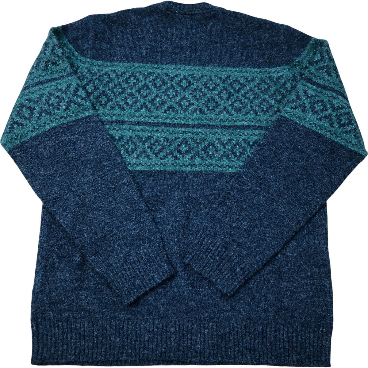 Weird Fish Navy Green Geometric Wool Blend Sweater Size M