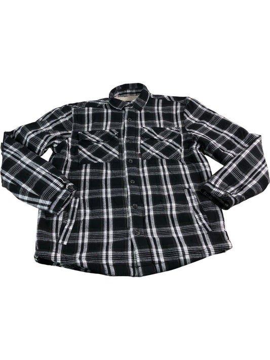 TOKYO LAUNDRY Men's Flannel Shirt Size M Black White Check Long Sleeve Top
