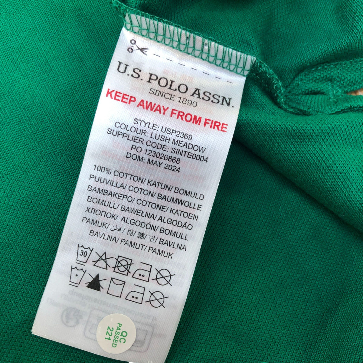 U.S Polo Assn Green Polo Shirt Size 14-15 Years