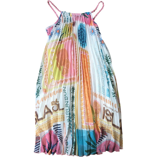 Girls Dress Bright Colourful Patterned Holiday Style Summer Dress 5-6 Years