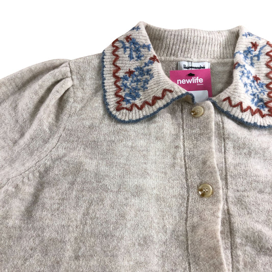 Cardigan Size 10 Women's Beige Embroidered Collar