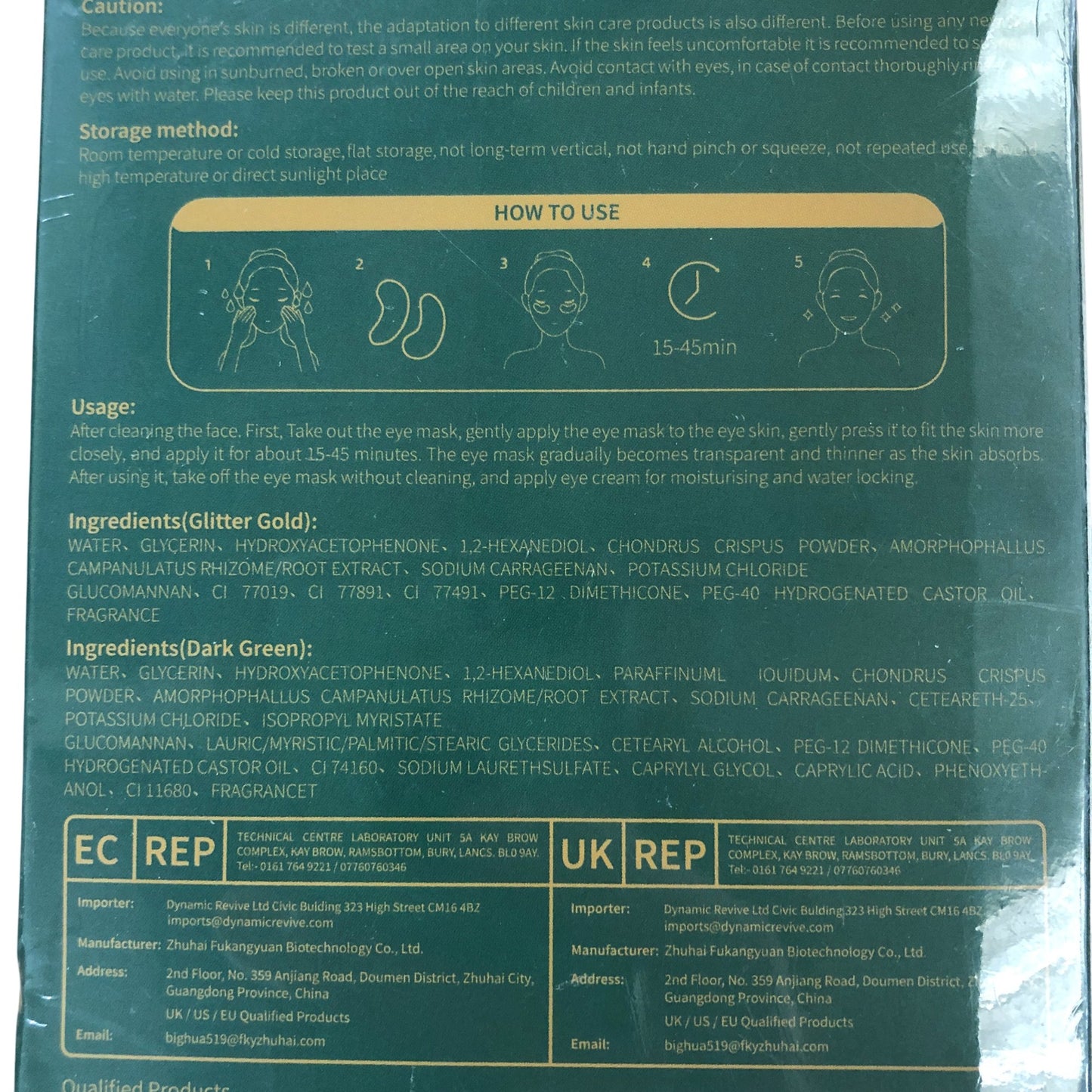 Dynamic Revive Collagen Crystal Eye Mask 20 Pair Moisturising Hydrating Beauty