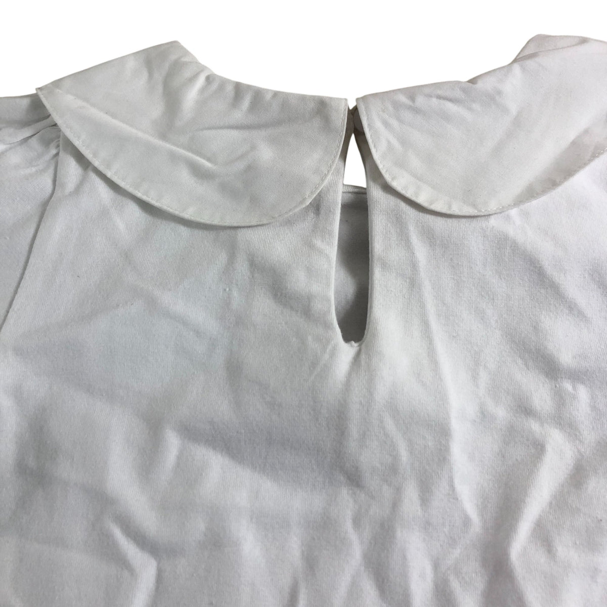 Girls White Top 5-6 Years Peter Pan Collar Embroidered Bow