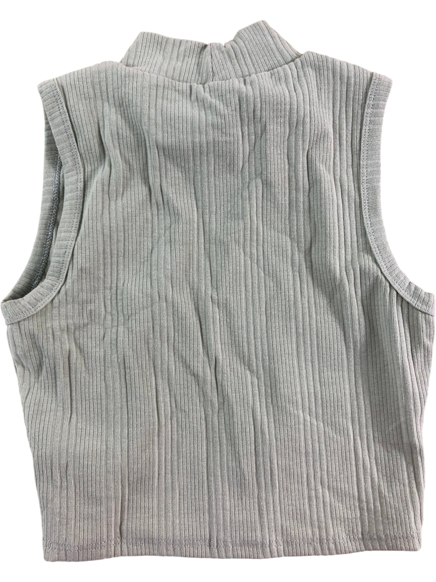 River Island Girls Ribbed Vest Top 11-12YRS Kids Light Green Cotton Sleeveless