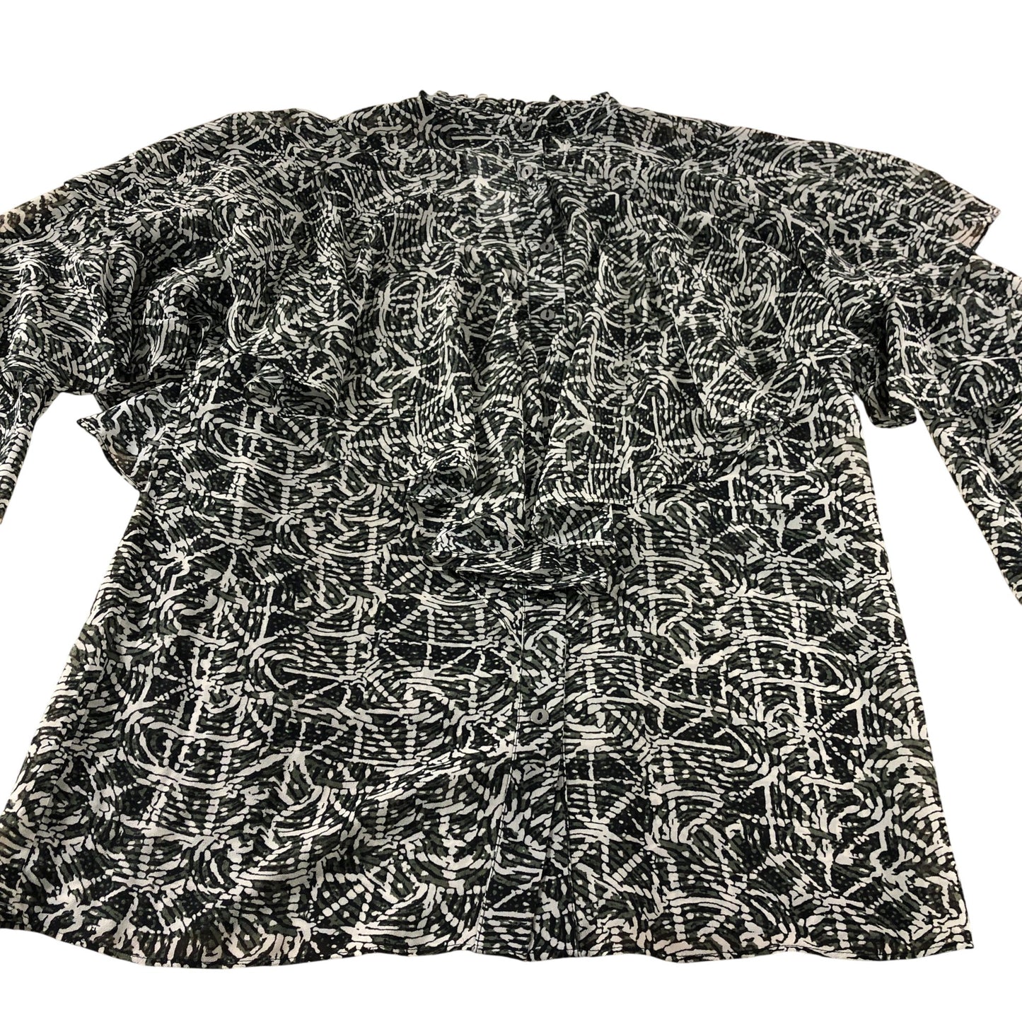 Branded Khaki Printed Ruffle Blouse - Size 8