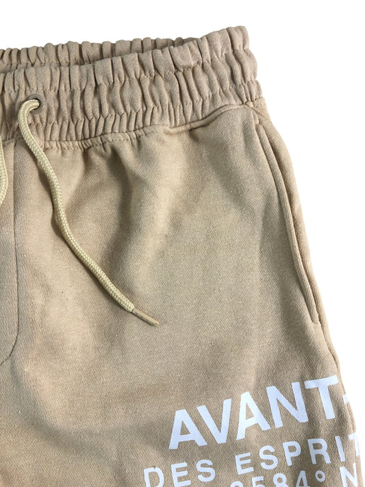 AVANT GARDE Men's Shorts L Beige Elastic Waist Casual Cotton Blend Urban Style
