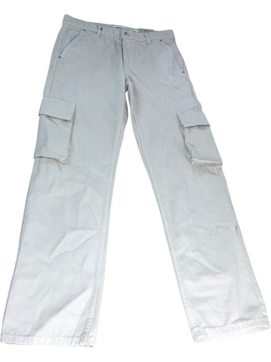 River Island Loose Cargo Trousers UK32 Men's Beige Cotton Lightweight Pants