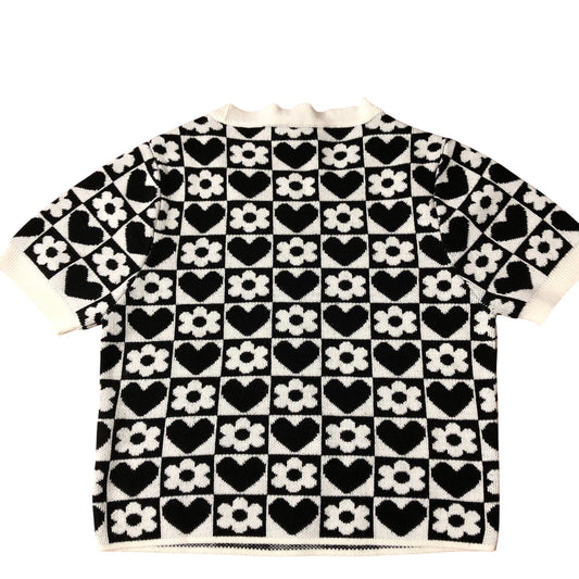 River Island 915 Kids Sweater Black White Floral Heart Pattern 12-13 Years