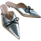 Vicenza Maeve Bow Mules UK5 Women's Silver Pointed Toe Heels