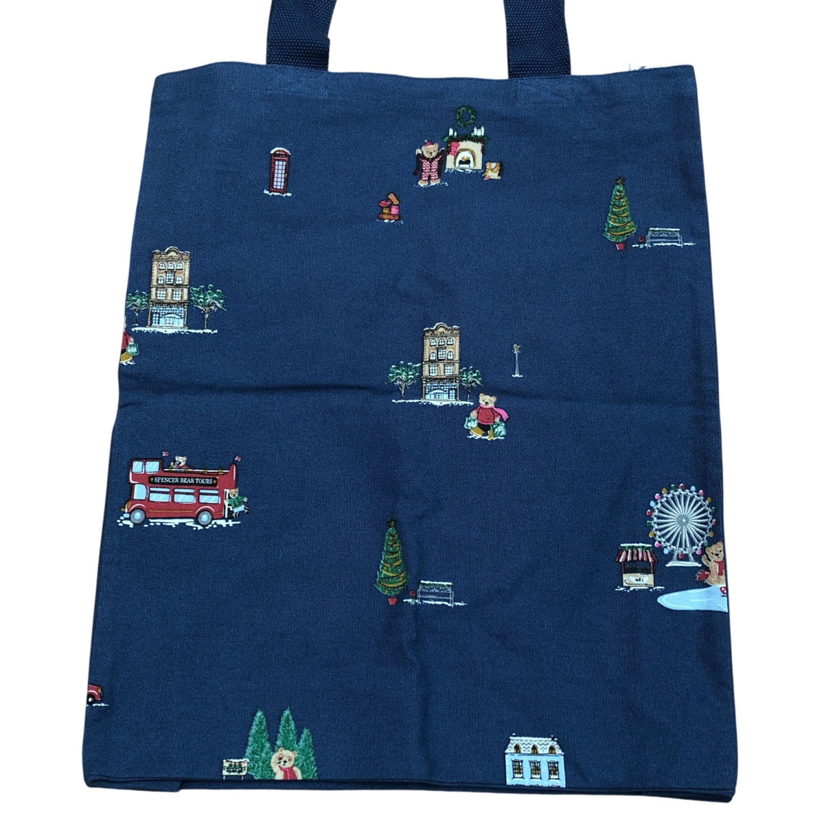 Spencer Bear Christmas Tote Bag Navy