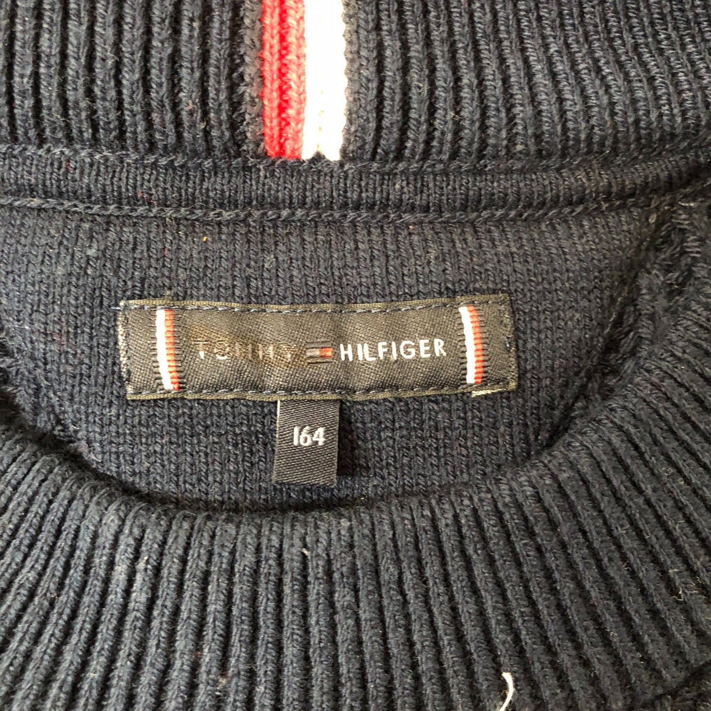 Tommy Hilfiger Striped Sweater 14-15 Years Unisex Navy Red White Knitted Jumper