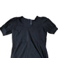 Black Puff Sleeve Dress Women's V Neck Casual Cotton Apparel UK12