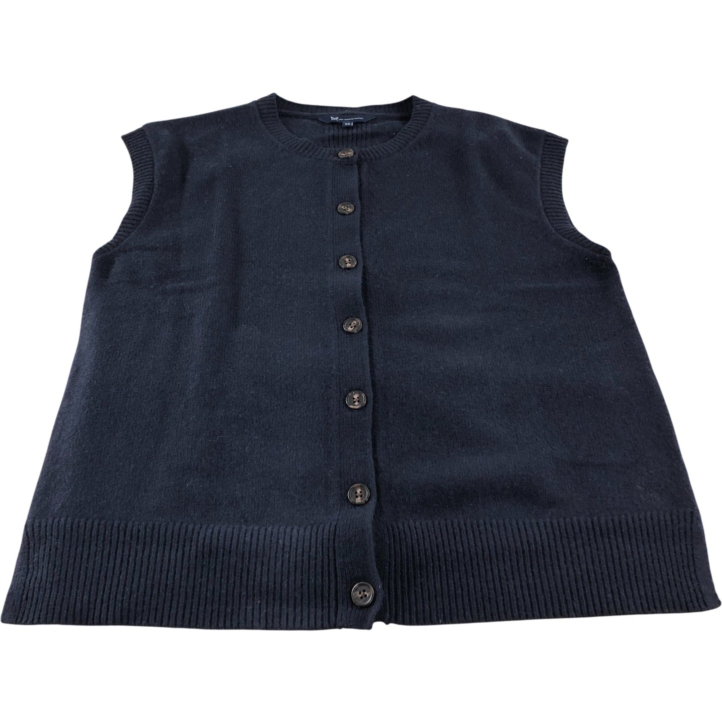 Crew Clothing Company UK14 Women's Sleeveless Button Cardigan Merino Wool Navy