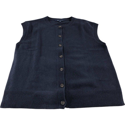 Crew Clothing Company UK14 Women's Sleeveless Button Cardigan Merino Wool Navy