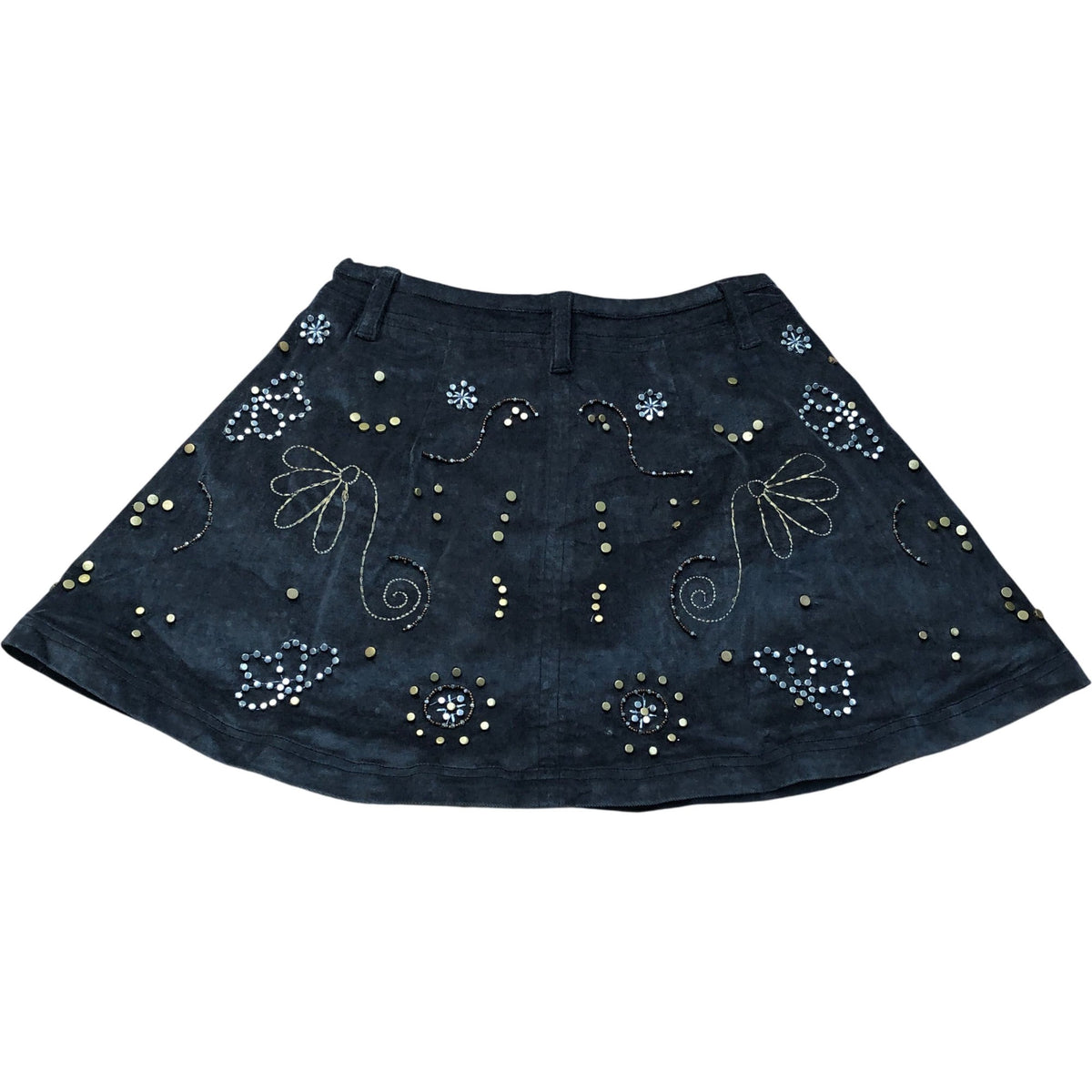 Embellished Bird Design Black Mini Skirt Size 4