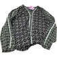 Floral Print Blouse UK10 Women's Long Sleeve Viscose Black Green