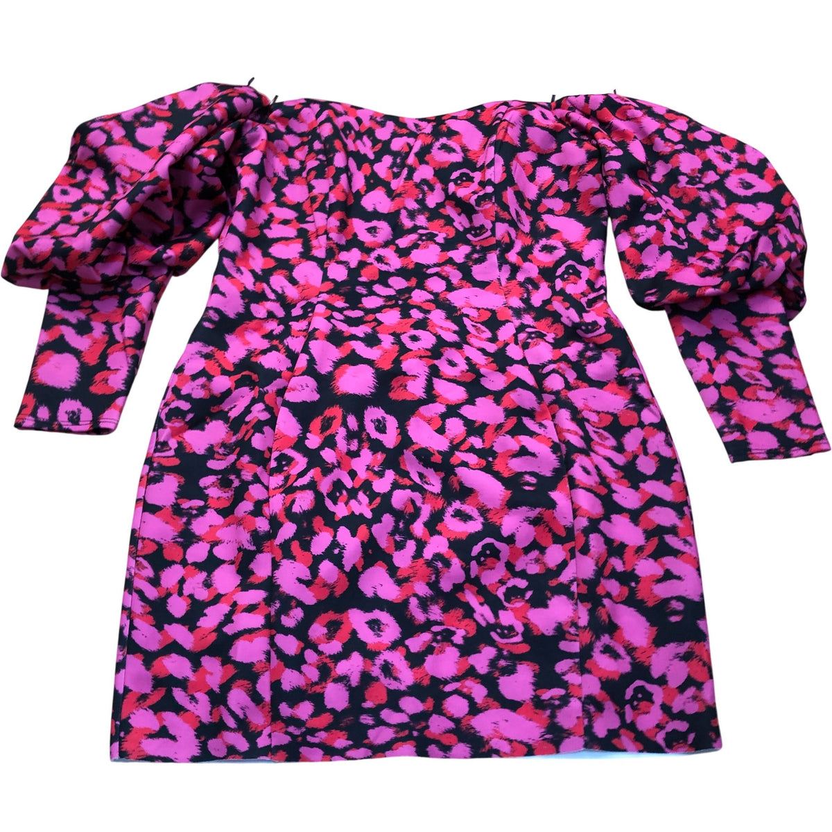 River Island Pink Animal Print Puff Sleeve Mini Dress