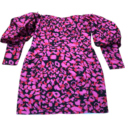 River Island Pink Animal Print Puff Sleeve Mini Dress