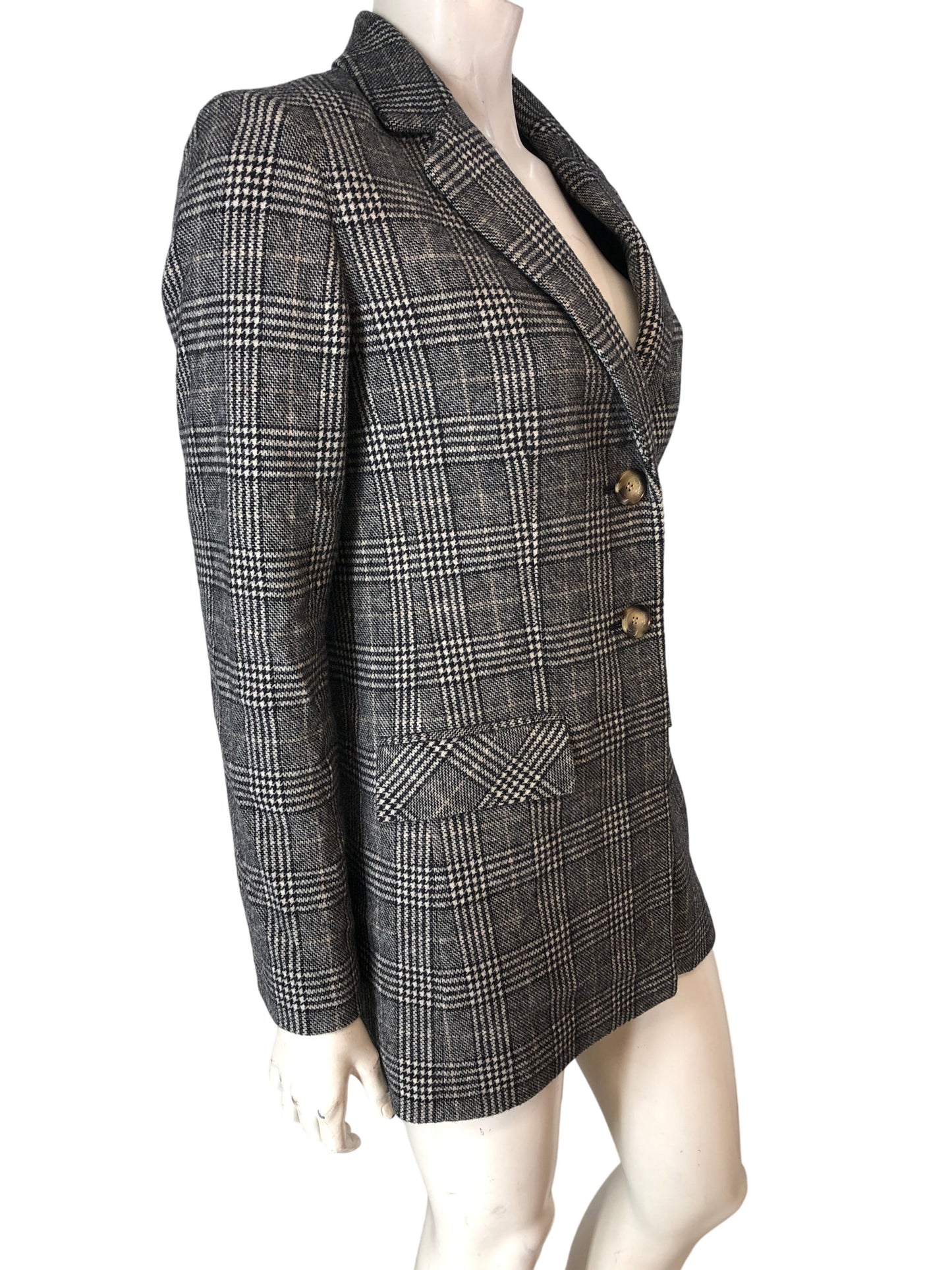 MADELEINE Checked Blazer UK10 Women's Tweed Pattern Short Jacket