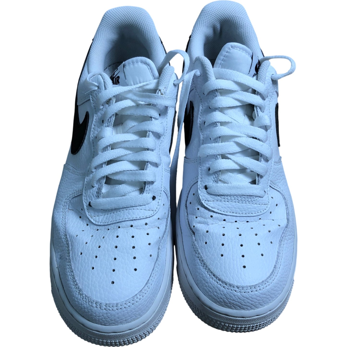 Nike Air Force 1 Low UK9 Men's Trainers White Black Leather Stylish Sneakers