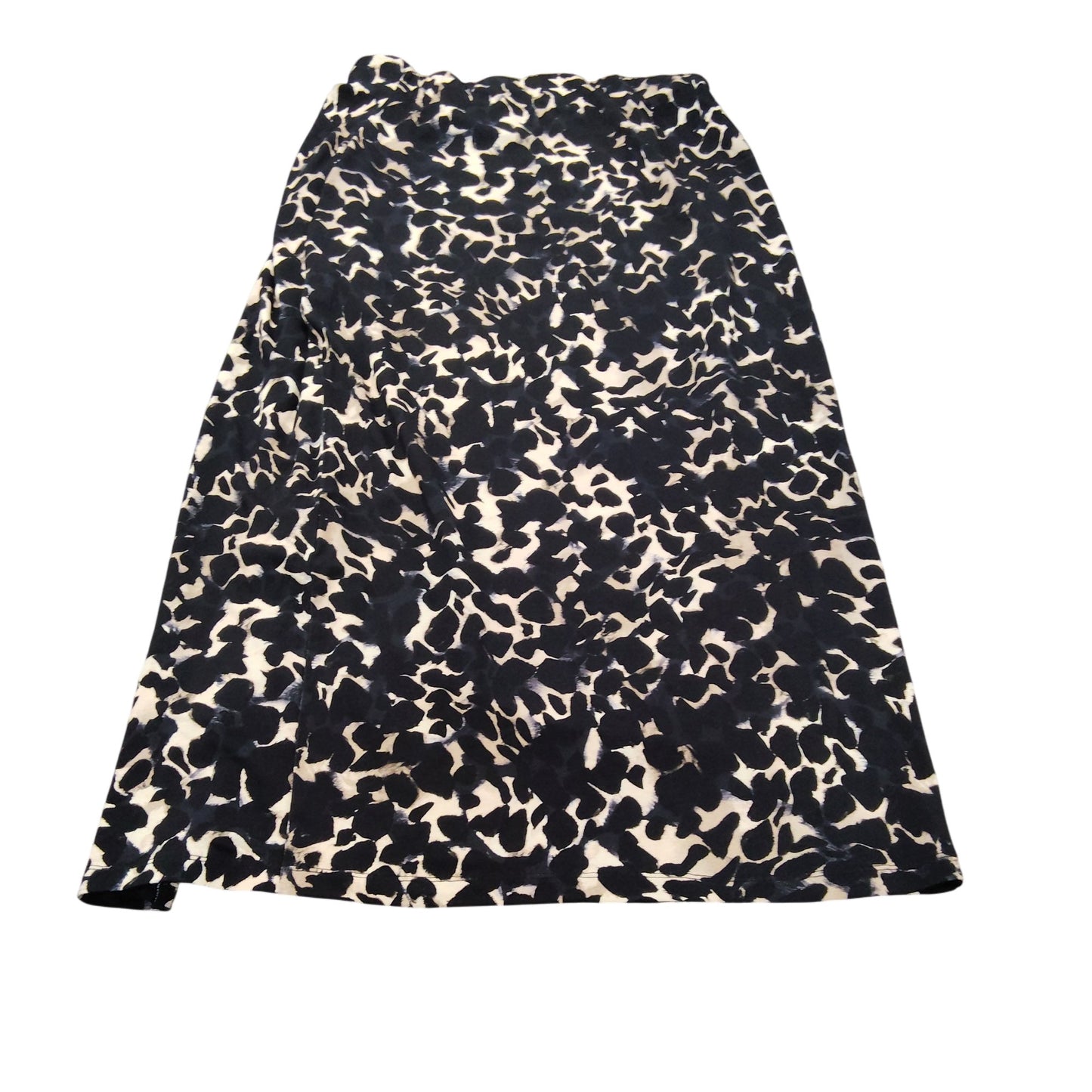 River Island Women's Black And Cream Animal Print Maxi Skirt Size UK16 Stretchy