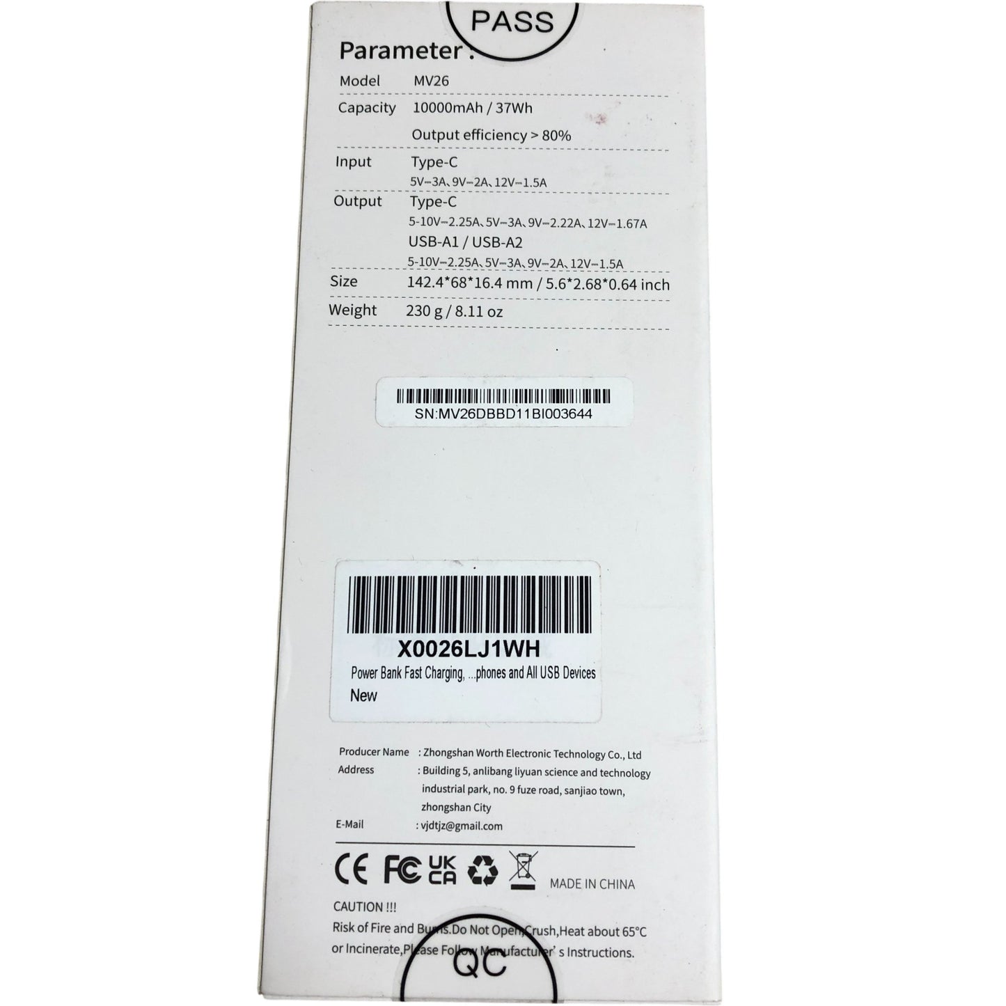 Doubc MV26 Power Bank 10000Mah Fast Charging Portable Device Black Color