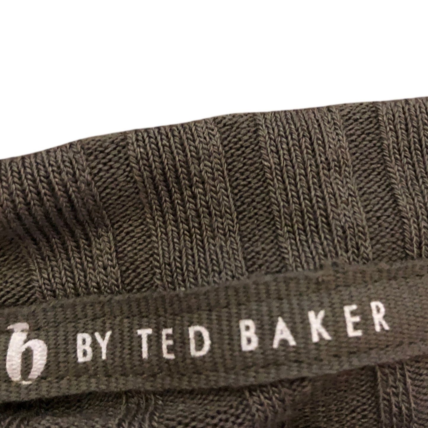 Ted Baker Women's UK16 Long Sleeve Top Green Ribbed Modal Lace Hem