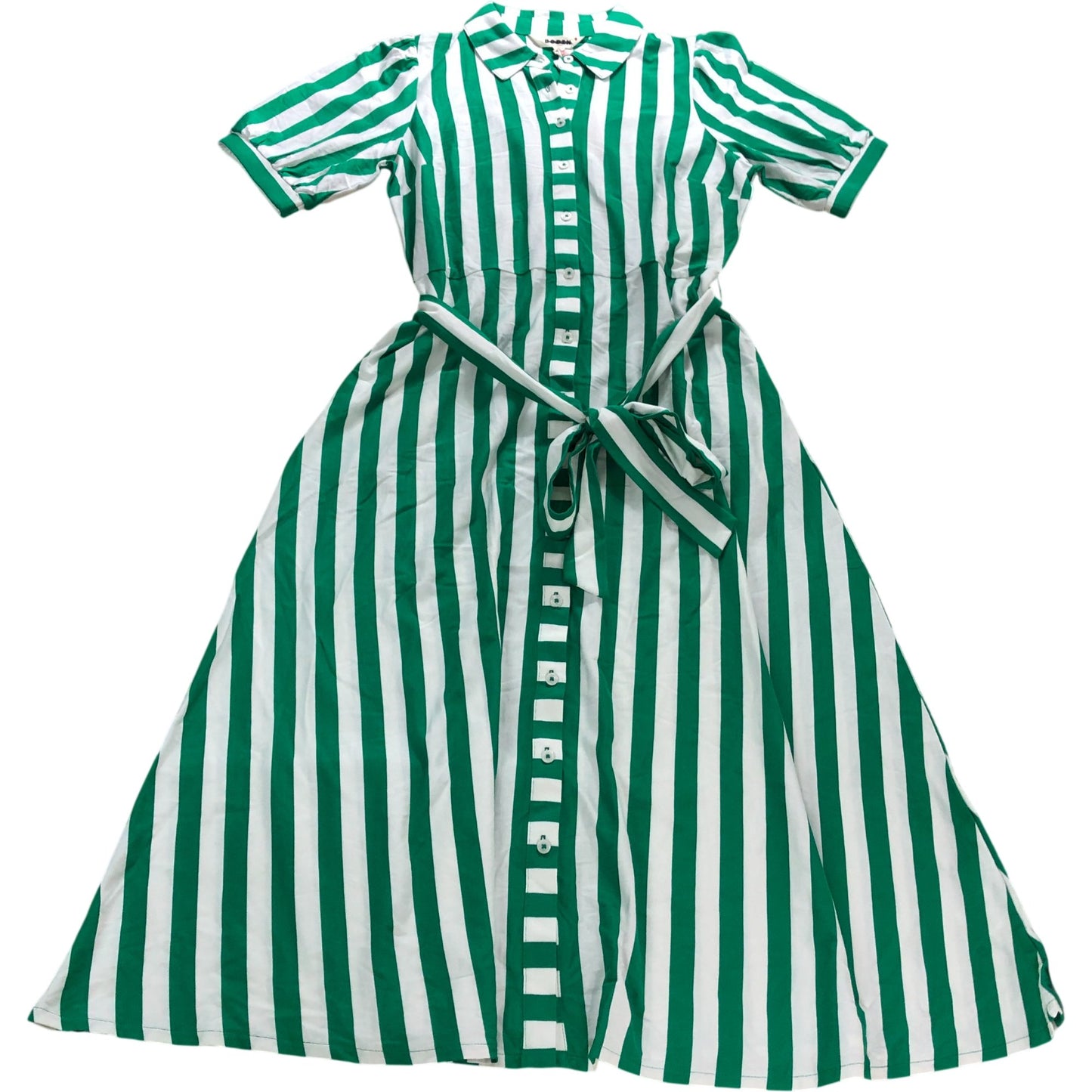 Boden Green Striped Midi Shirt Dress - Size 12