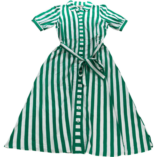 Boden Green Striped Midi Shirt Dress - Size 12