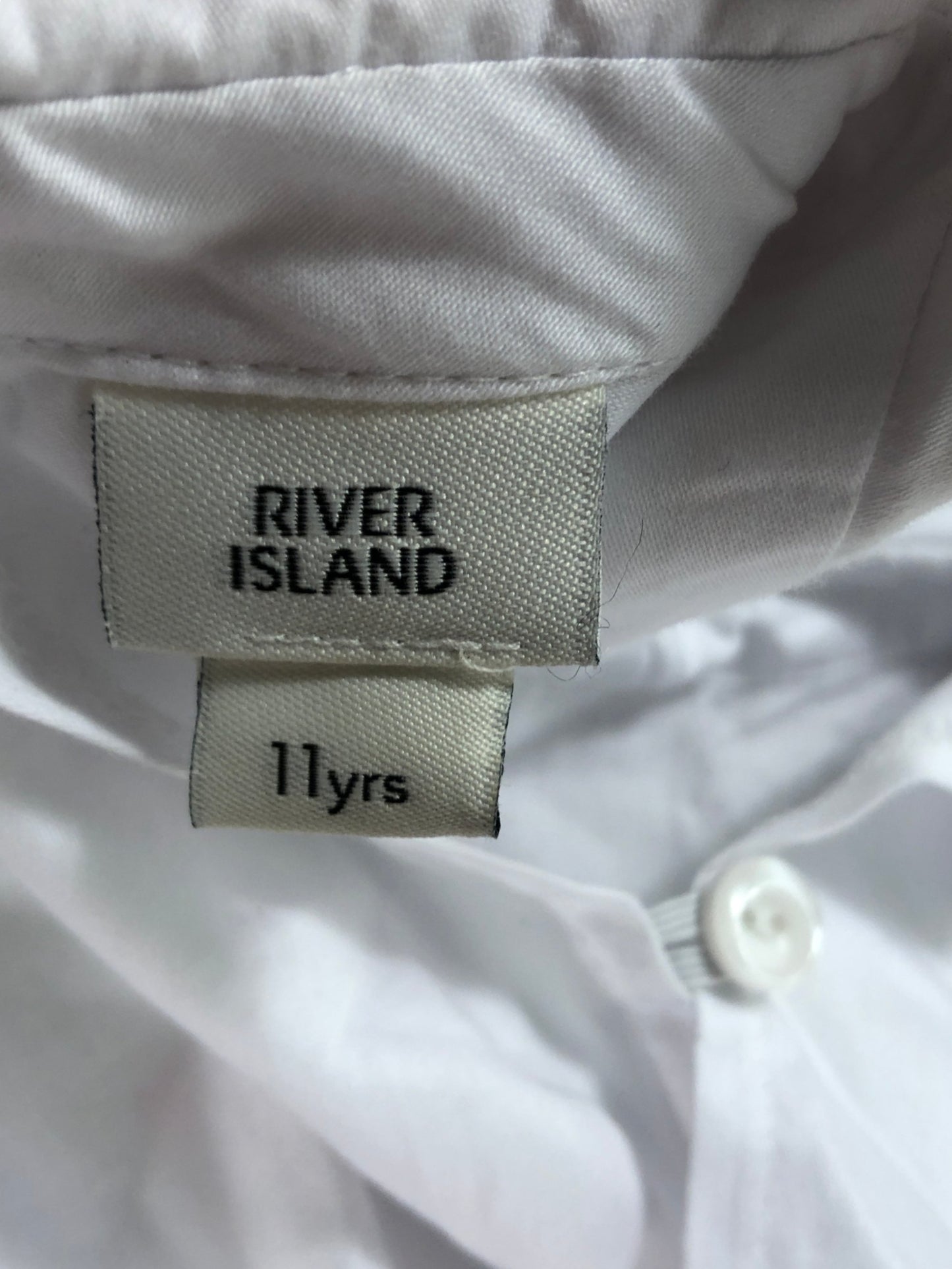 River Island Girls White Cotton Blouse Age 11 Years Long Sleeve Lace Trim