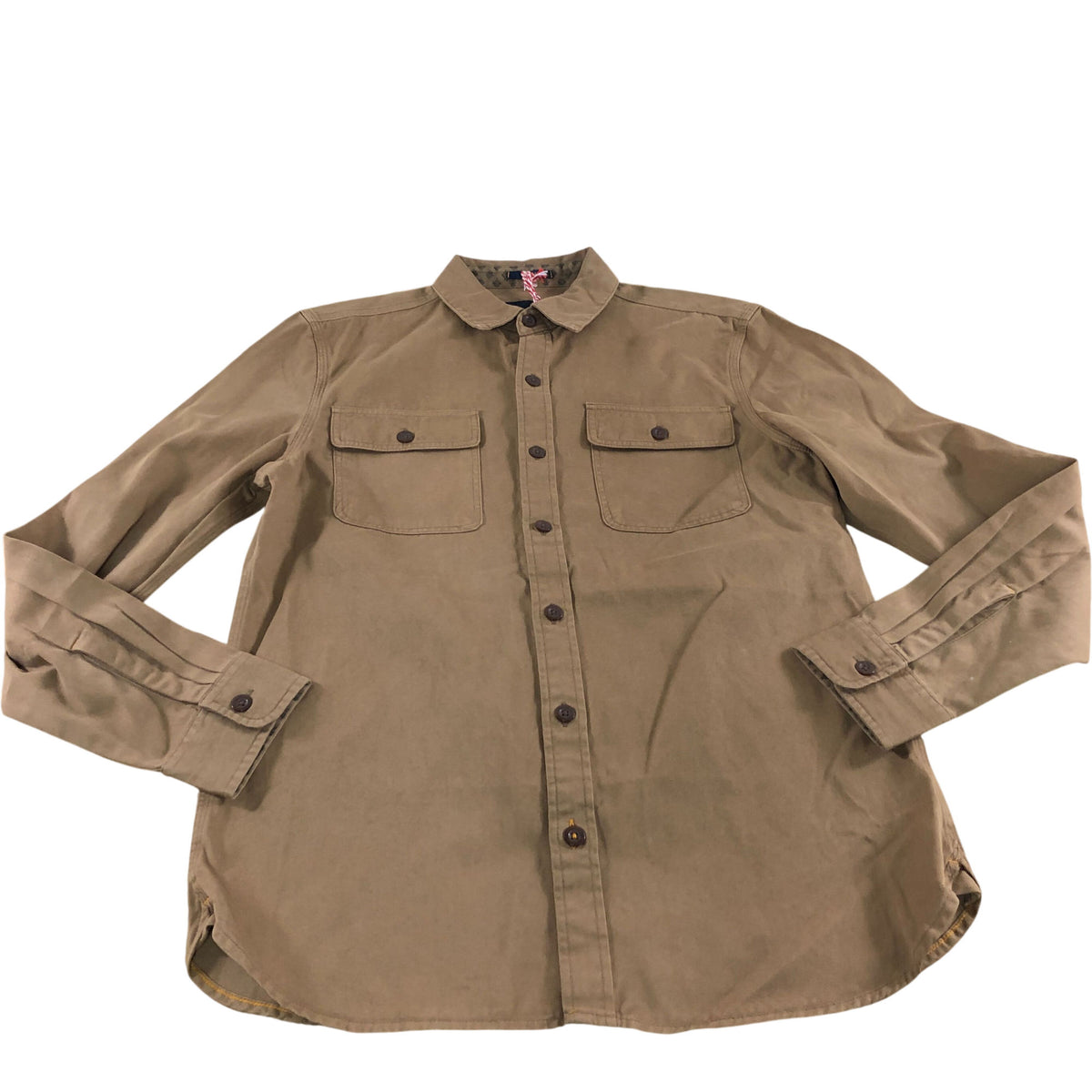 Furze Garment Dye Twill Shirt Mid Brown Size UK Small Men's Casual