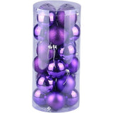 Purple Christmas Baubles Mini Set Glitter Gloss Finish 24 Pieces