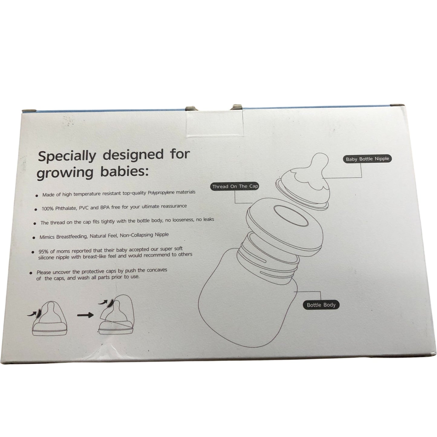 Oberni PP Baby Bottles Set Of 3 Newborn BPA Free 120ml Teat Gift Boxed