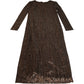Long Sleeve Midi Dress UK10 Women's Brown Metallic Ribbed Stretch