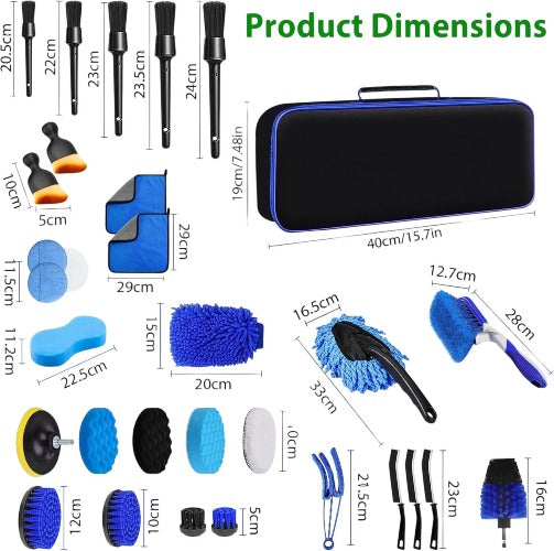 31 Piece Car Washing Tool Set Complete Cleaning Kit Blue Accessories
