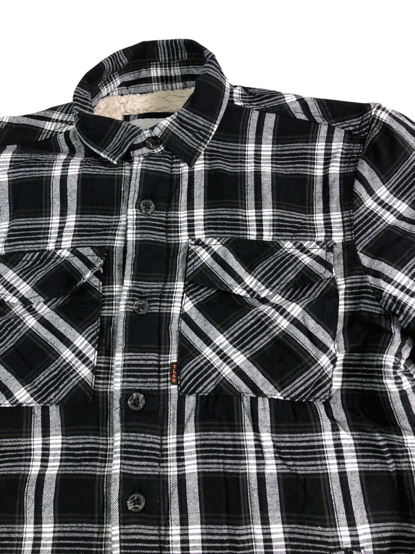 TOKYO LAUNDRY Men's Flannel Shirt Size M Black White Check Long Sleeve Top