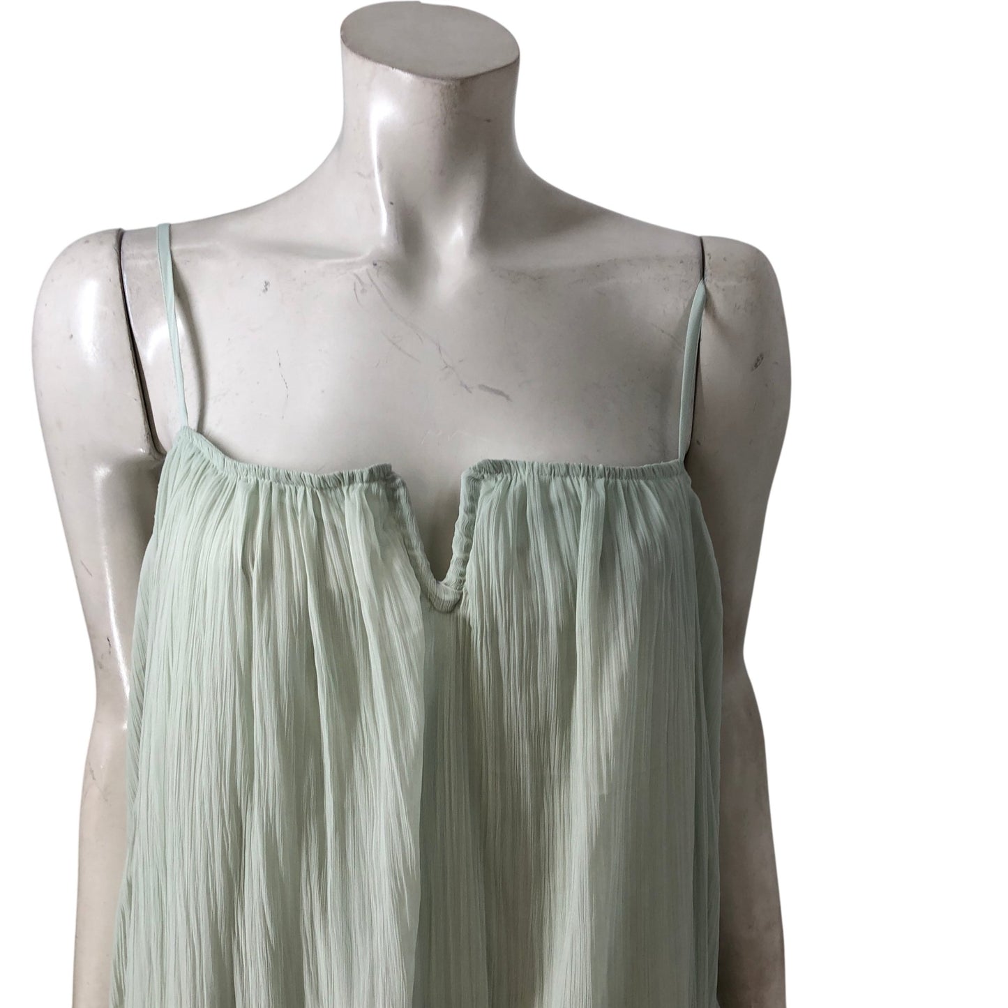 River Island Studio Maxi Dress UK16 Women's Pleated Light Green Sleeveless