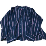 Striped Long Sleeve Shirt Women's Casual Cotton Navy Pink