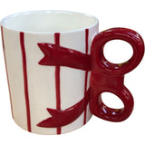 Festive Red & White Mug With Ribbon Handle