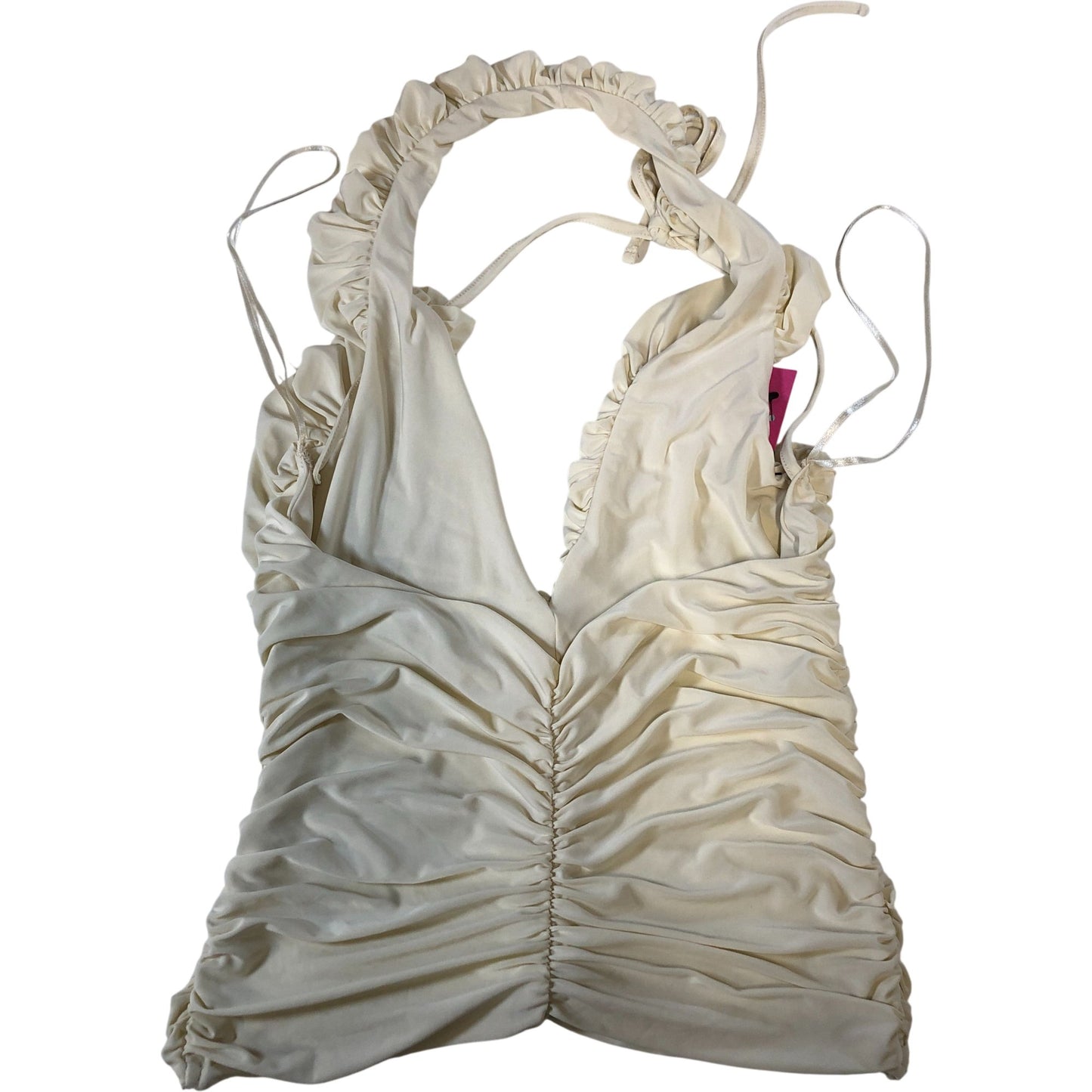 River Island Women's Cream Ruched Halter Neck Top Halter Style Small