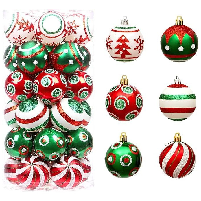 Sea Team 30 Piece Christmas Ornament Set 60mm Red Green White Decoration