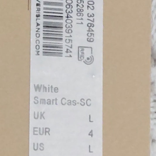 River Island White Polo Shirt UK L Men's Short Sleeve Open Knit