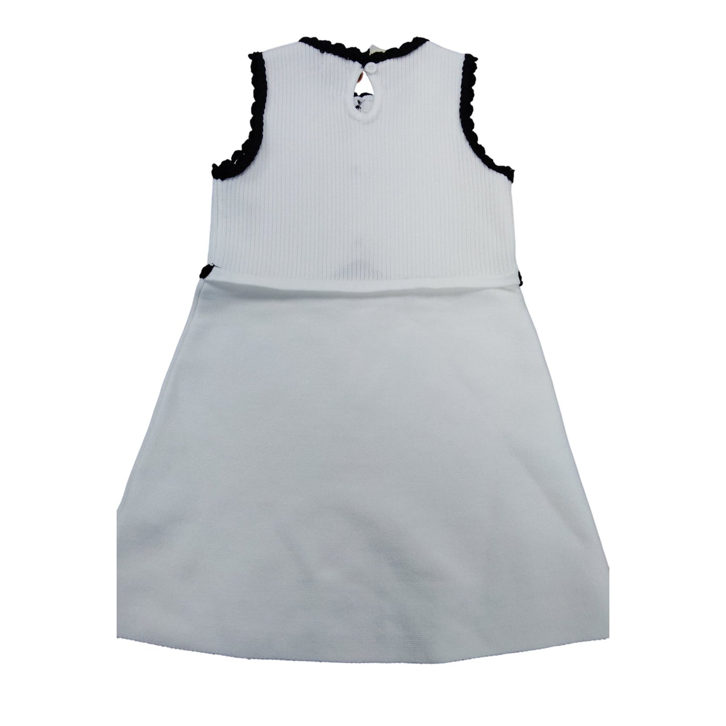 River Island Mini Girls Dress UK2-3 Years White Black Trim Ribbed Design