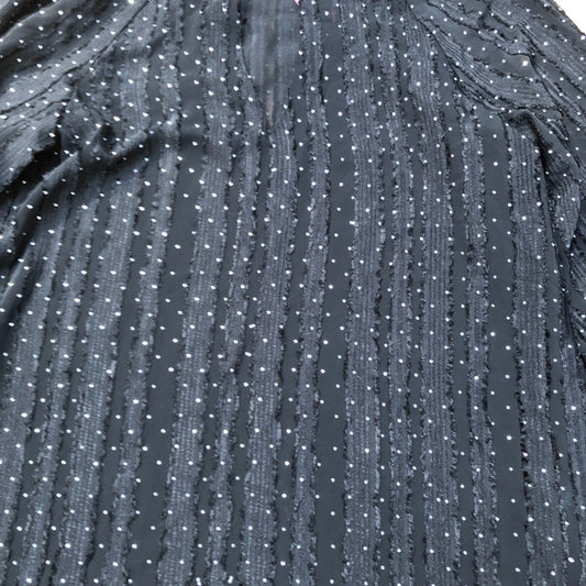 Lipsy Black Long Sleeve Blouse UK Size 8 Women's Sheer Pleated Polka Dot