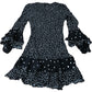 Black Polka Dot Dress Ruffle Bell Sleeve Smock Style Size 8
